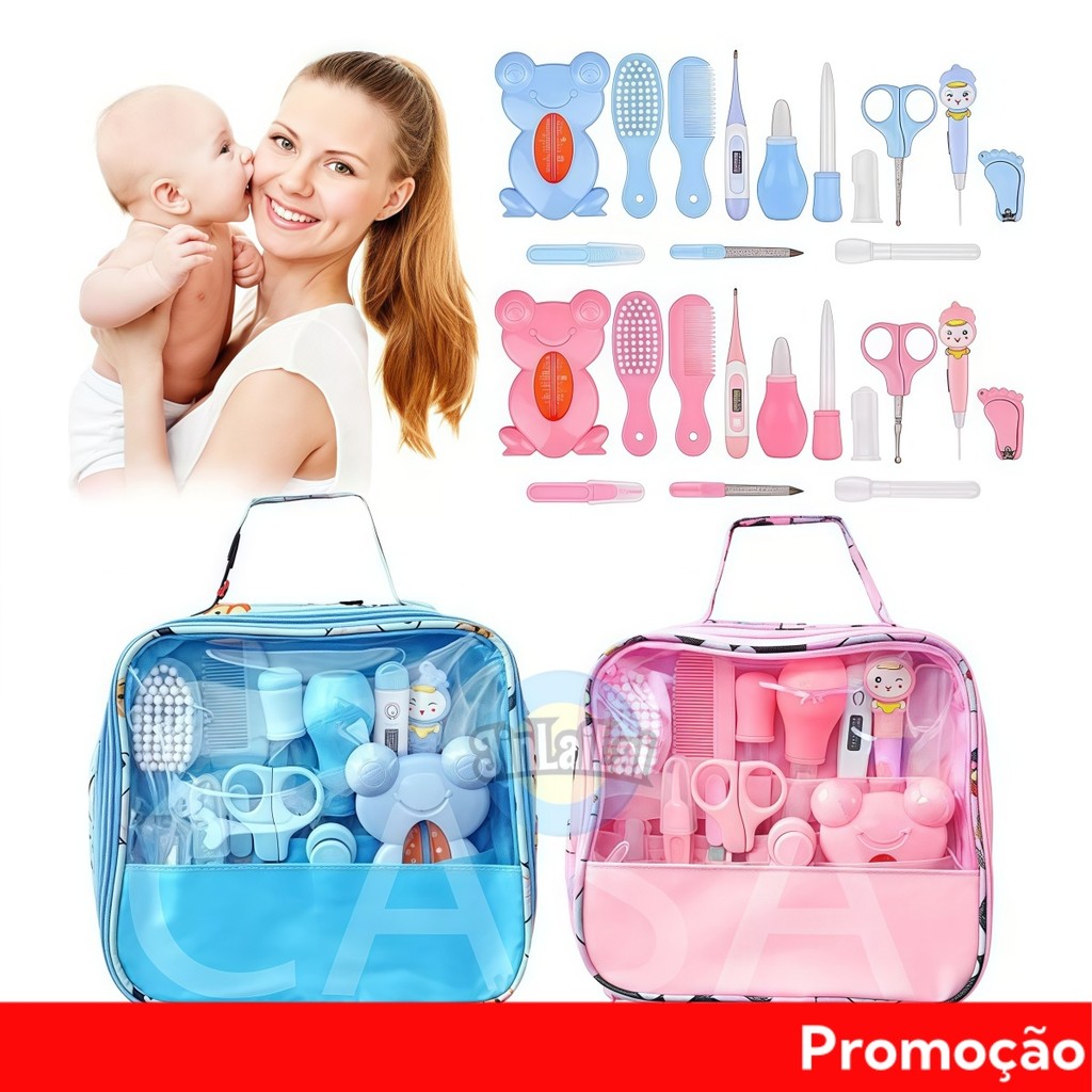 14 Em 1 Kit Bebê Recém-Nascido Crianças Cuidados Com O Cabelo Saúde Termômetro Escova Kit De Higiene Cortador De Unha em Oferta na Shopee