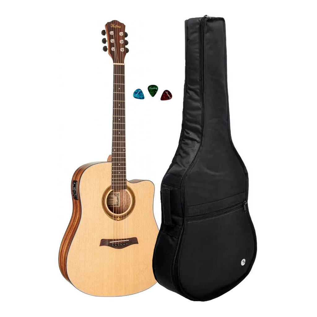 Violão Elétrico Folk Hofma Hmf290 + Capa Acolchoada