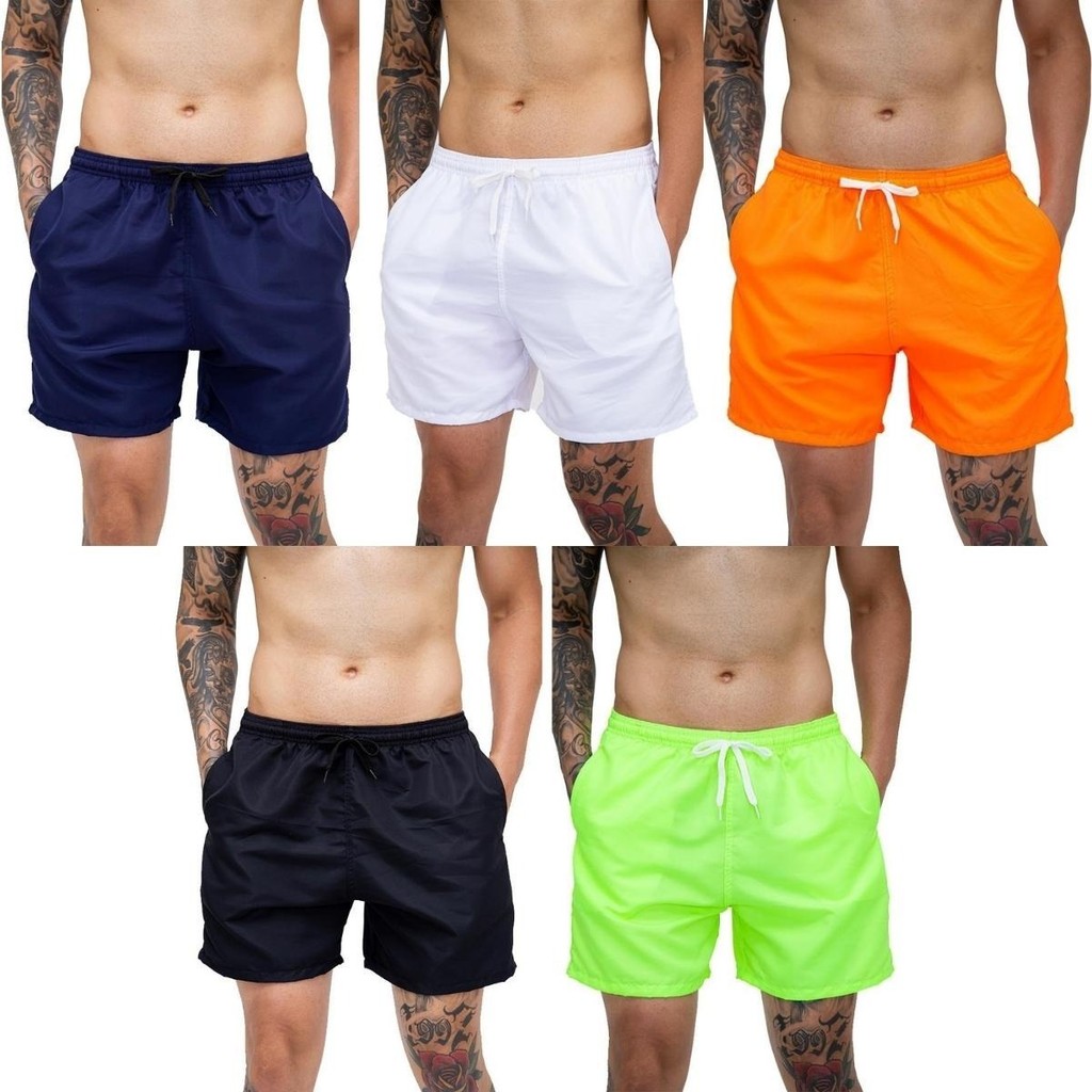 Kit 5 Bermudas Mauricinho short Praia varias cores short Academia malhação verão