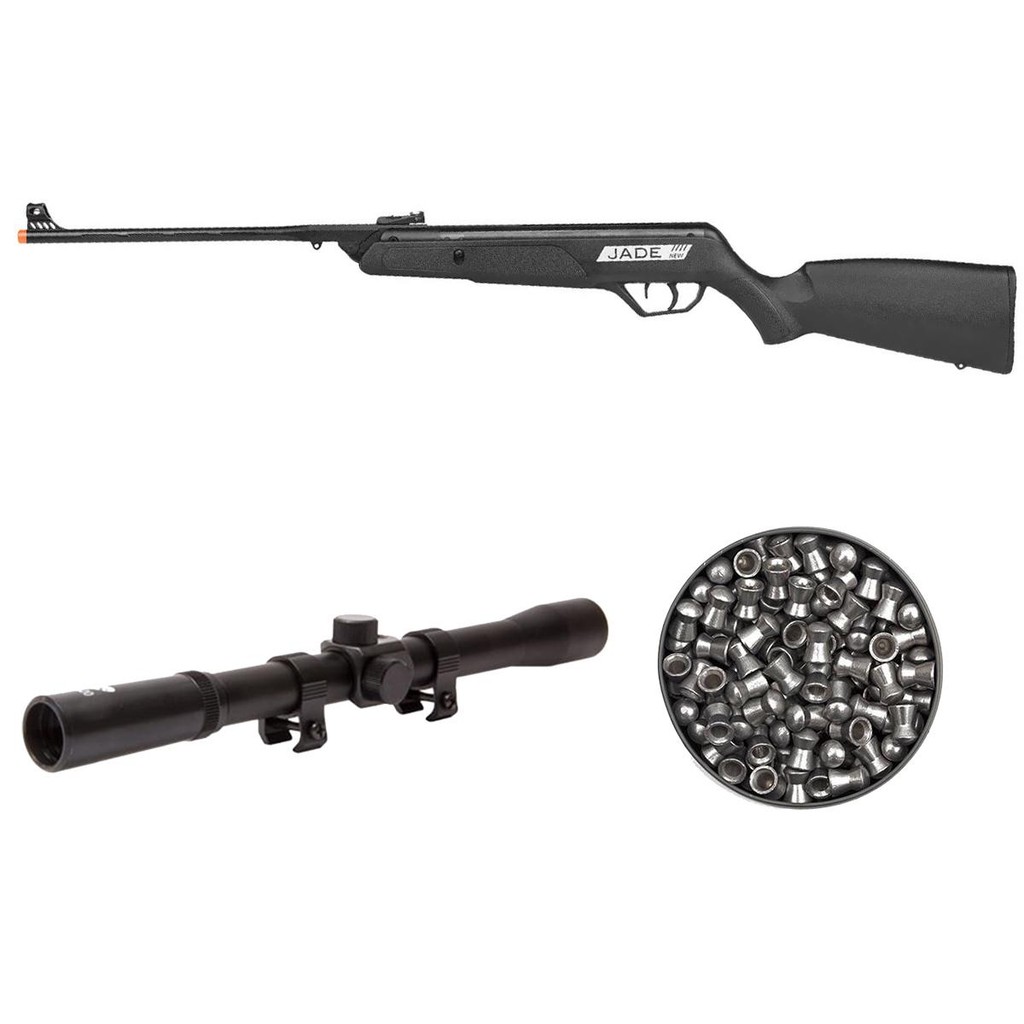 Carabina de Pressão New Jade Oxidada 5.5mm - CBC + Luneta 4x20 + Chumbo em Oferta na Shopee