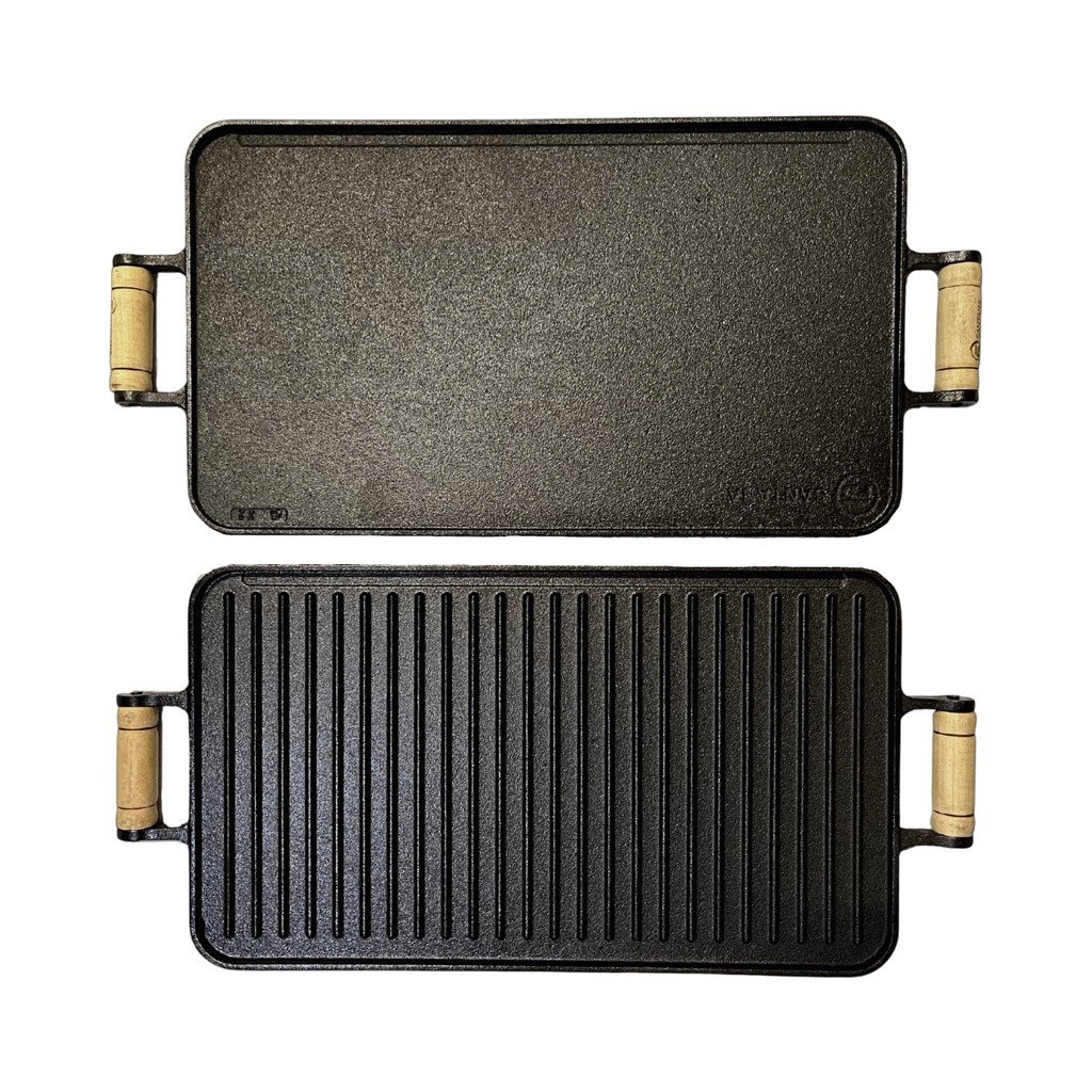 Chapa Bifeteira Grelha Dupla Face de Ferro Fundido 55x26