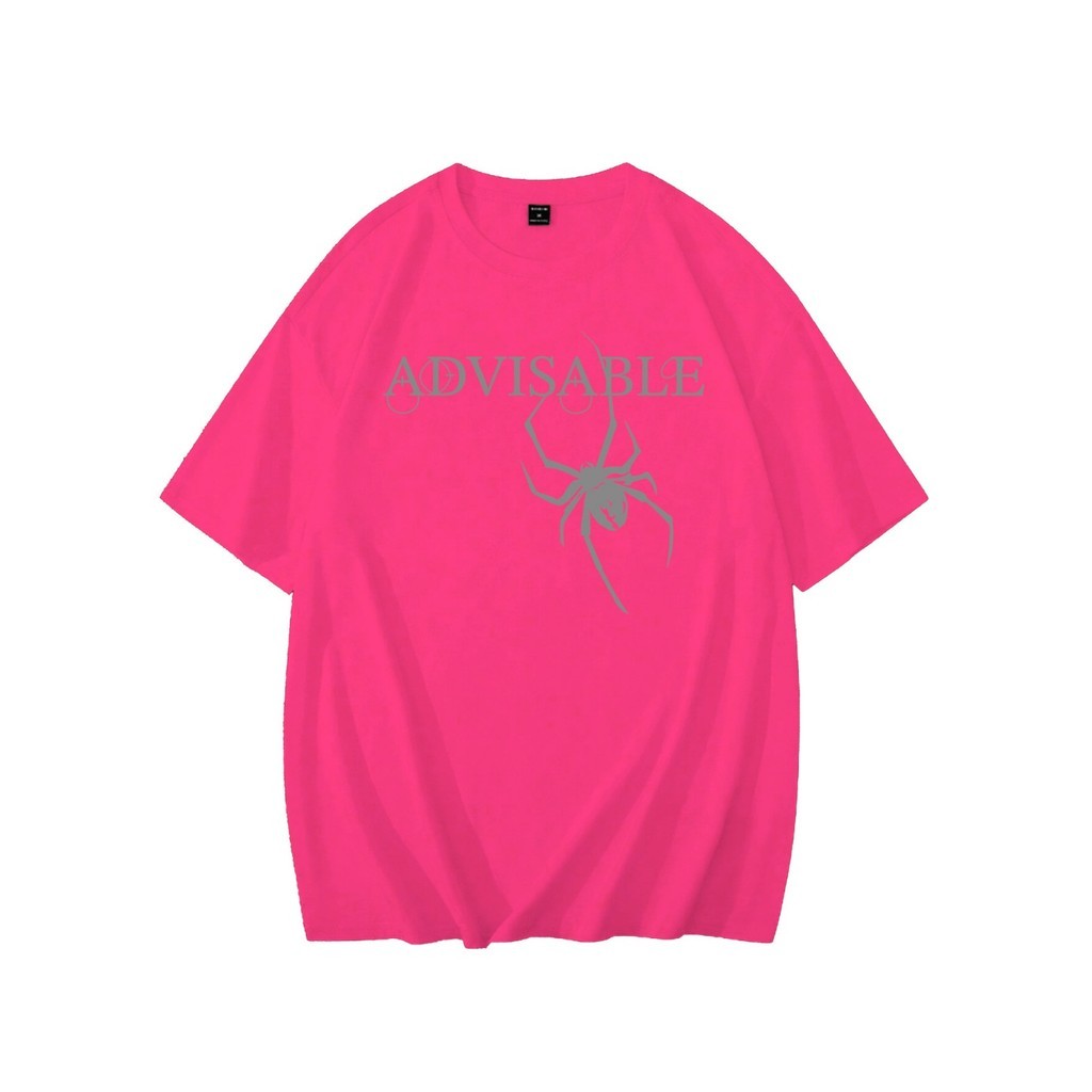 Camiseta Estampa Aranha Advisable Cores Rosa Choque Blusa Manga Curta Old School Tecido Confortável