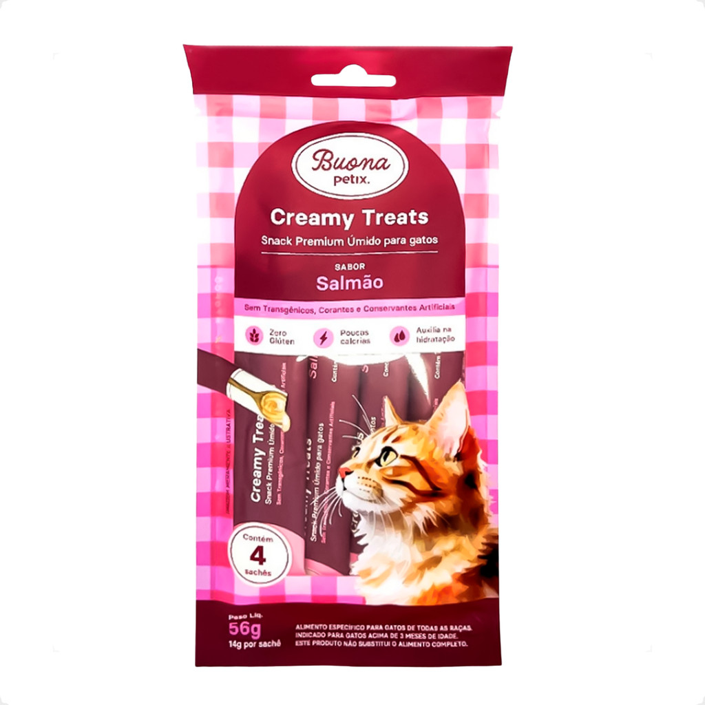 Sachês Salmão 56g - Buona Petix Creamy - Pets