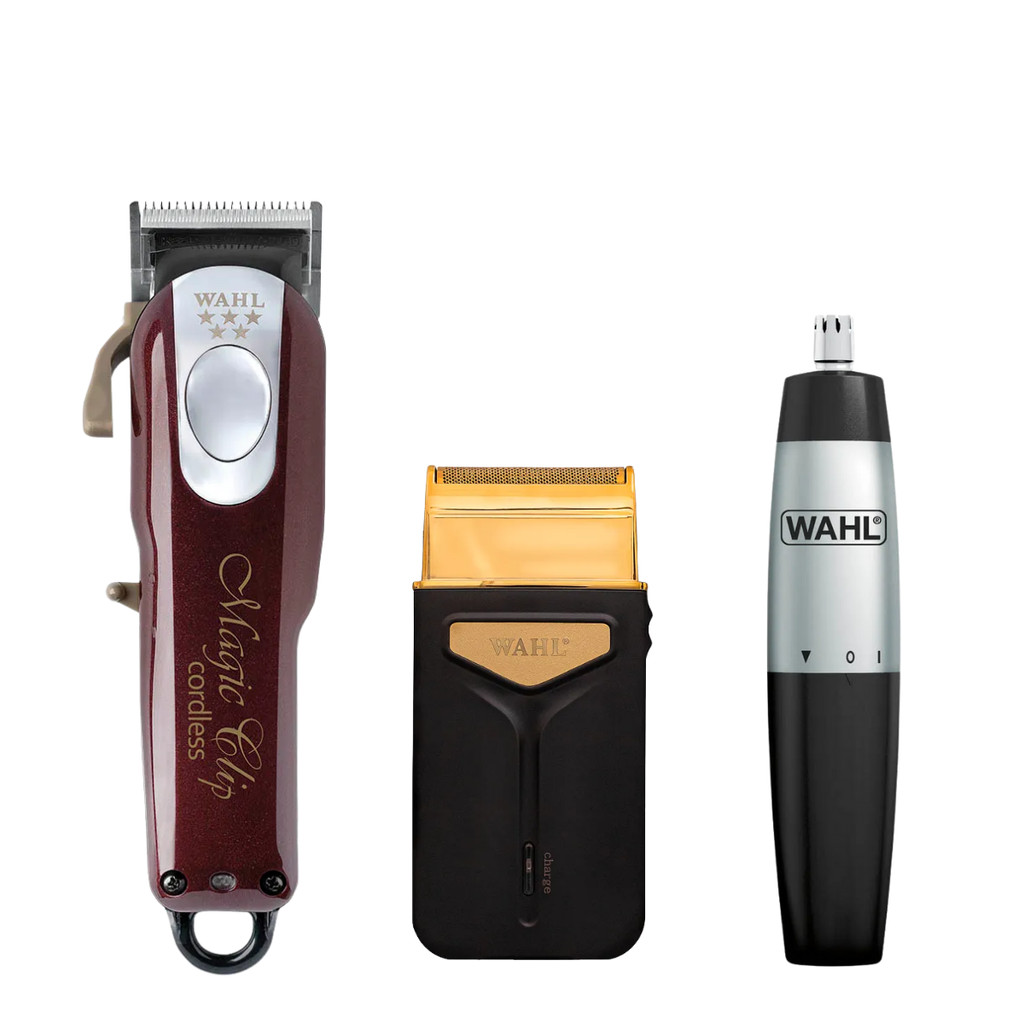 Kit Wahl Magic Clip Travel Shaver e Nasal Profissional Bivolt Barbearia Maquina de Corte Acabamento