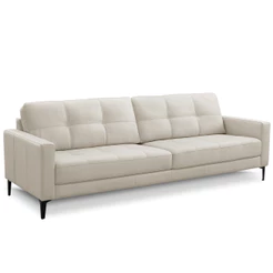 Sofá 3 Lugares Para Sala Living Industrial 240cm Amélie L06 Couro Off White - Lyam Decor