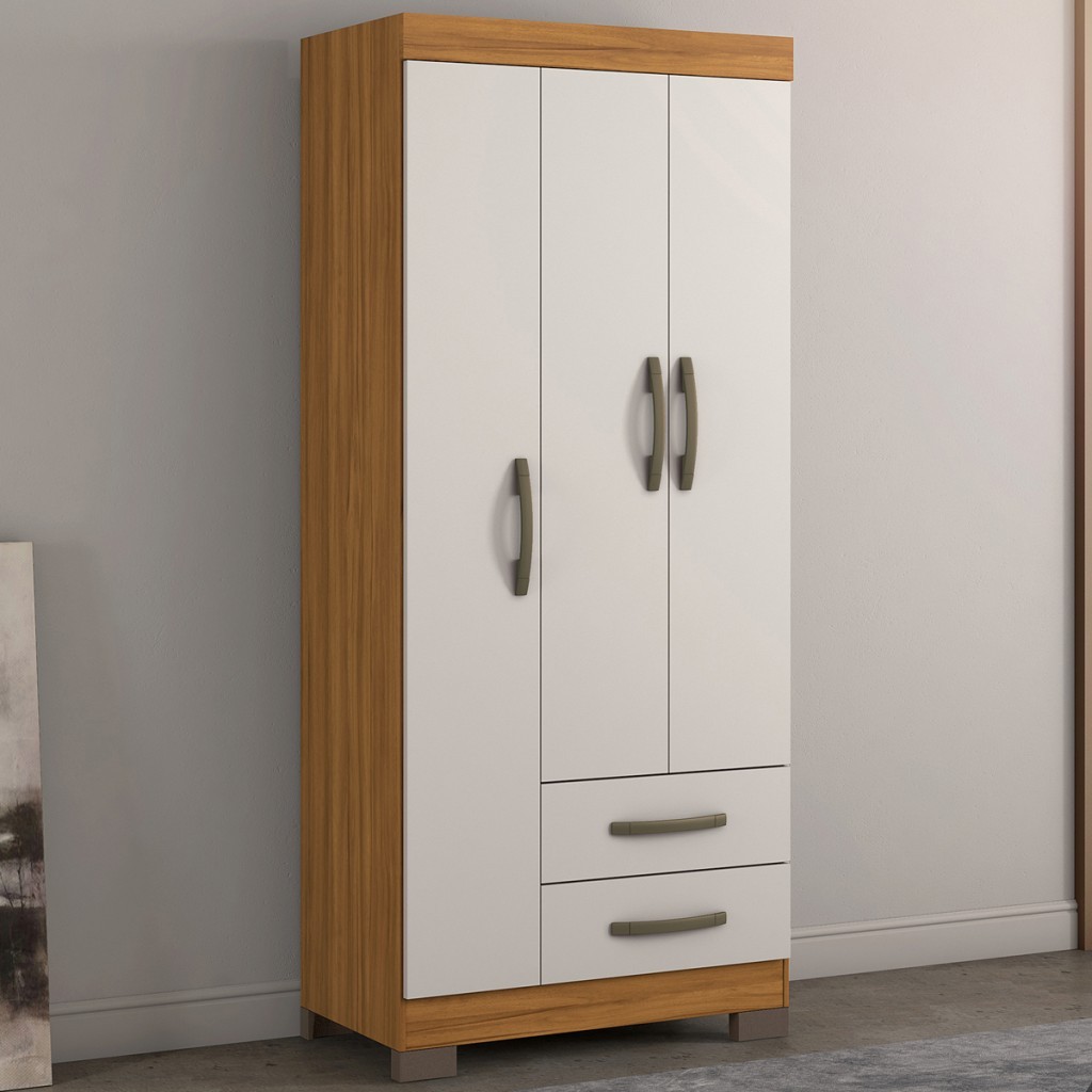 Guarda-Roupa Infantil Bella 3 Portas 2 Gavetas - Pnr Móveis em Oferta na Shopee