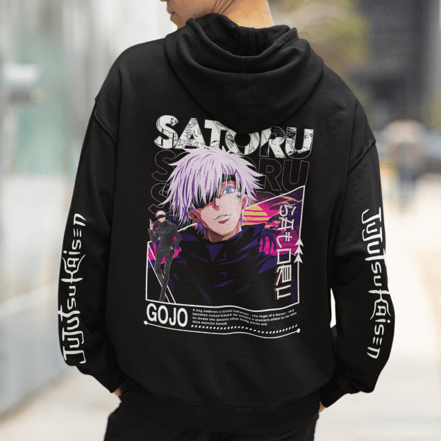 Blusa Moletom Com Capuz Satoru Gojo Jujutsu Kaisen Anime Manga Adulto Unissex FC