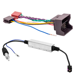 Kit Chicote de Ligação Quadrilock + Chicote Adaptador de Antena Peugeot Citroen VW Jetta com Iso