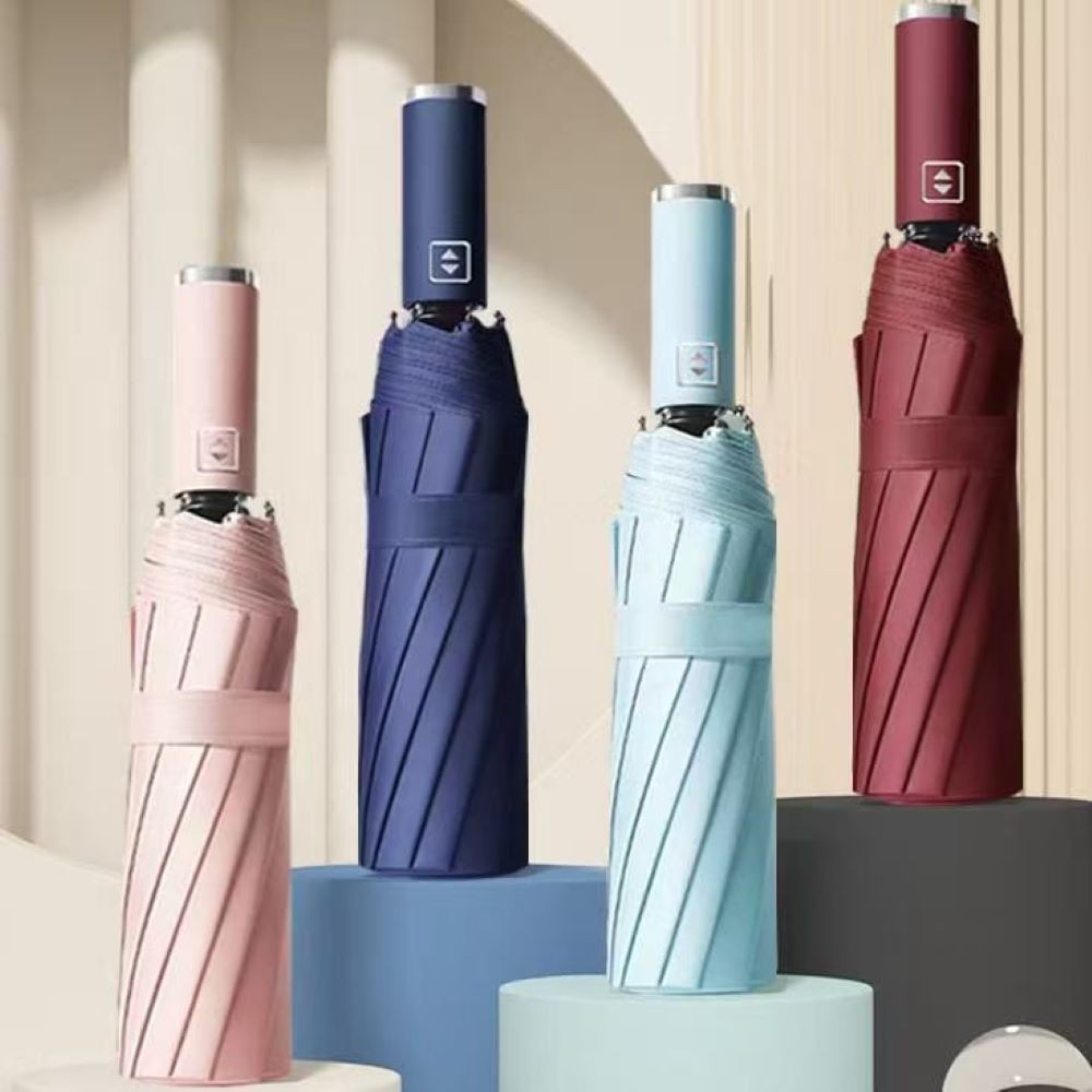 Guarda-Chuva Dobrável Totalmente Automático Proteção Solar UV Tecnologia Anti-Vento Fibra Resistente