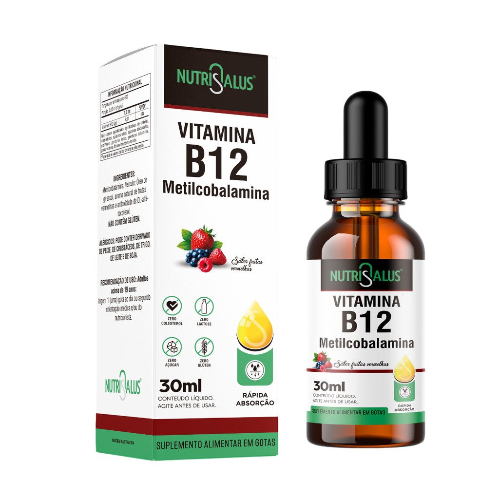 Vitamina B12 Metilcobalamina Sabor Frutas Vermelhas - 30ml - Nutri Salus