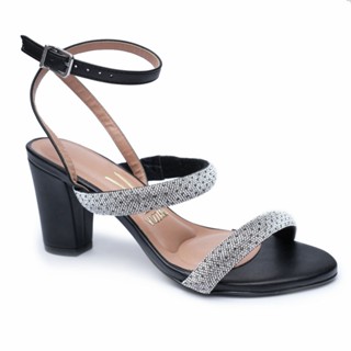 Sandália Vizzano Pedraria Salto Médio Feminino - Preto em Oferta na Shopee