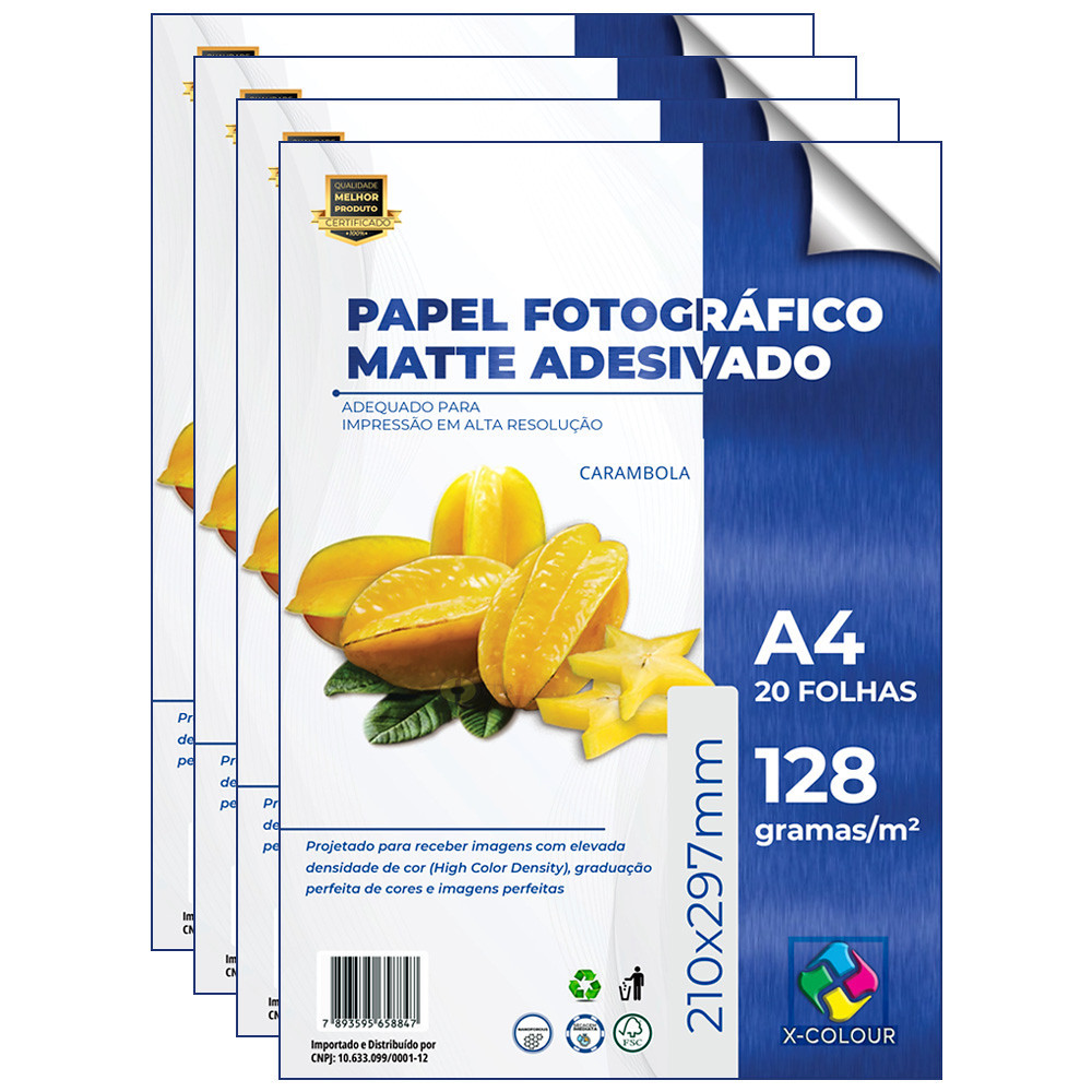 Papel Fotográfico X-Colour Matte Adesivo 128g A4 100 Folhas em Oferta na Shopee