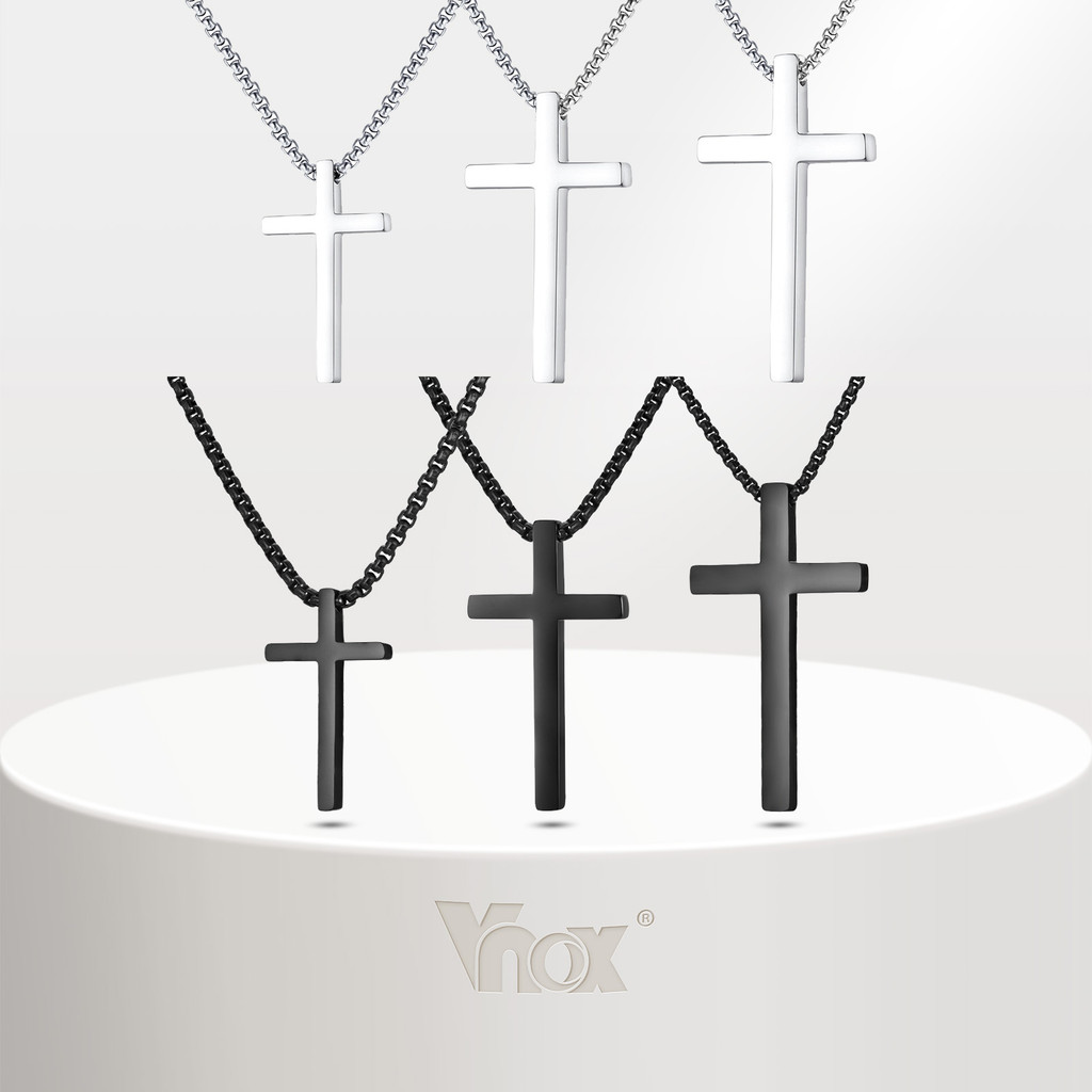 Colar De Cruz Fashion Vnox Para Homens , Com Pingente Pequeno/Médio/Grande De Aço Inoxidável De Alta Qualidade , Joias ,