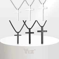 Colar De Cruz Fashion Vnox Para Homens , Com Pingente Pequeno/Médio/Grande De Aço Inoxidável De Alta Qualidade , Joias ,