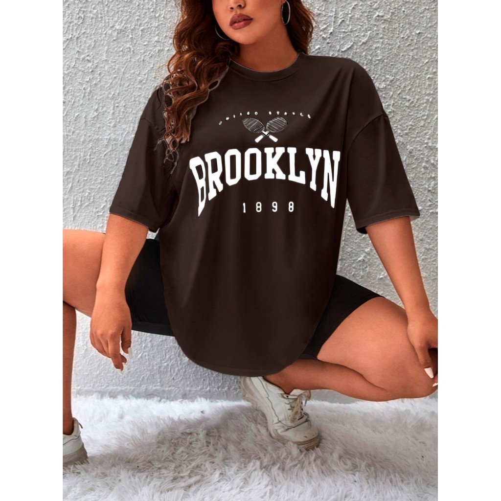 Camiseta 1898 Estampada Brooklyn Oversized Blusa Casual Confortável Streetwear Estilosa Moderna