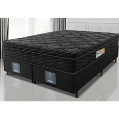 Cama Box Queen Colchão OrtoFirm Black + Box 158x198x67 One Face Espuma D33 Preto