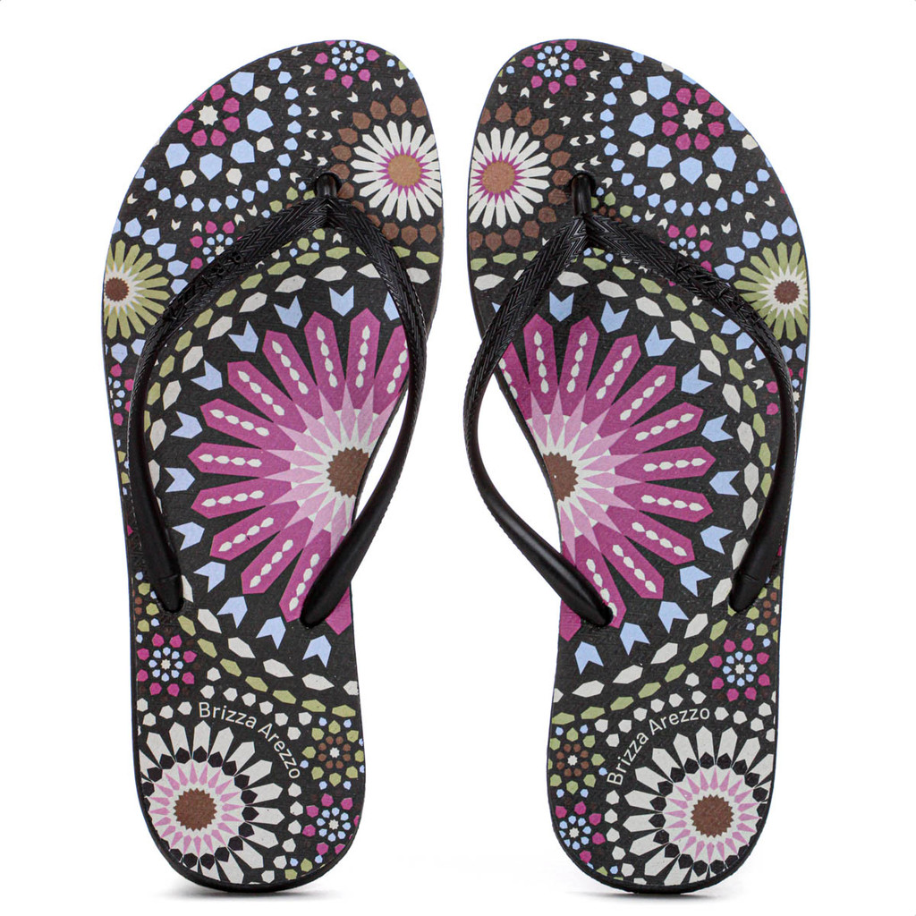 Chinelo Brizza Arezzo Estampa Color Preto - Feminino em Oferta na Shopee