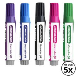 Kit com 05 Marcadores Para Quadro Branco - COMPACTOR KIT:14
