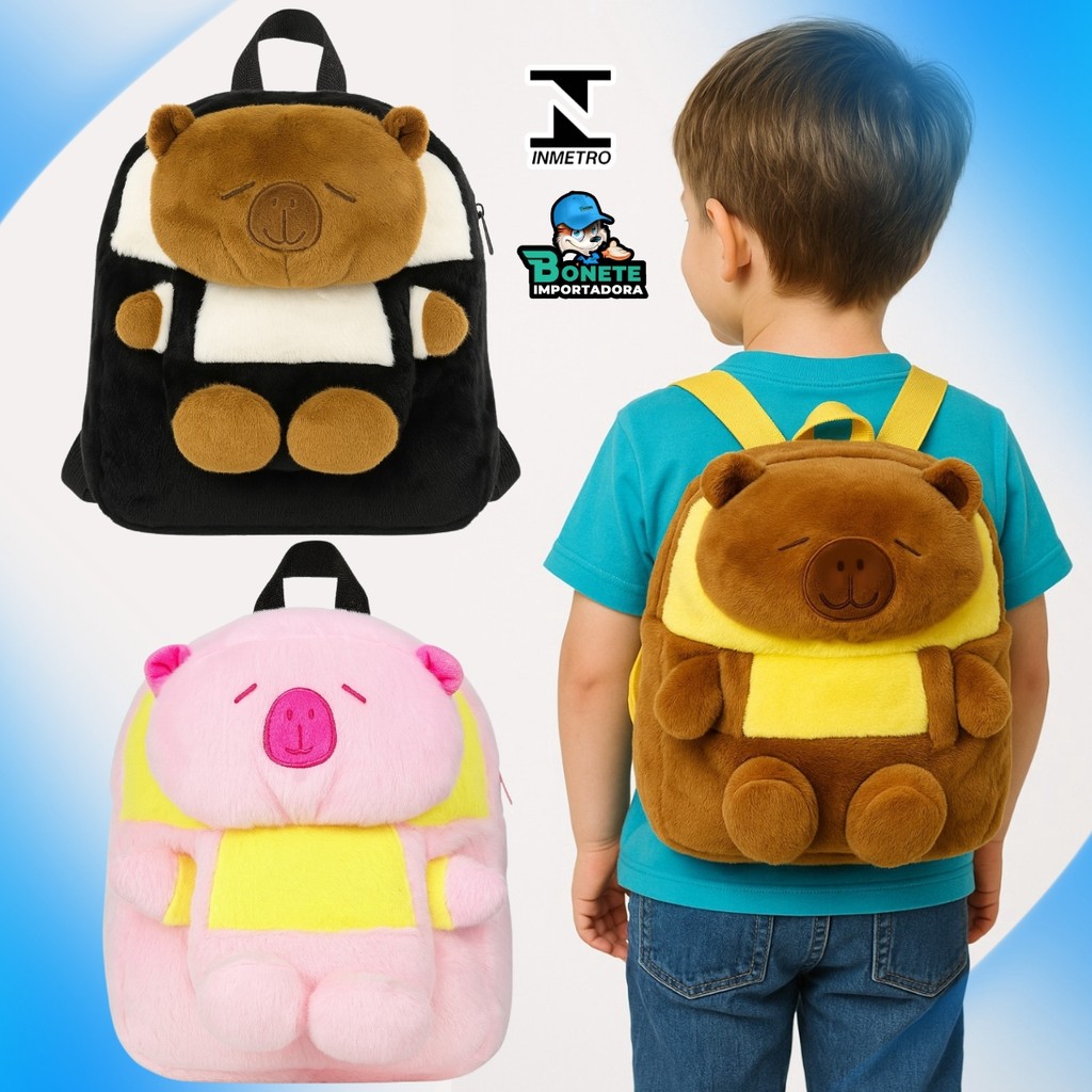 Mochila Infantil Capivara de Pelúcia – Leve e Divertida