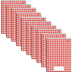 Caderno Brochura Pequeno 1/4 Xadrez Vermelho 48F Stiff - 10 unidades