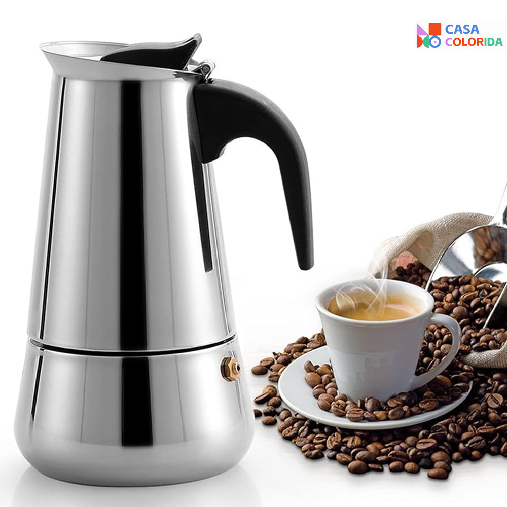 Imagem Cafeteira Italiana 9 Xícaras Inox - Expresso com Alta Pressão e Moka 4/6 Xícaras para Cozinha