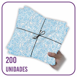 Papel Seda Premium Corações Azul Ciano - 60x40cm 200 folhas em Oferta na Shopee