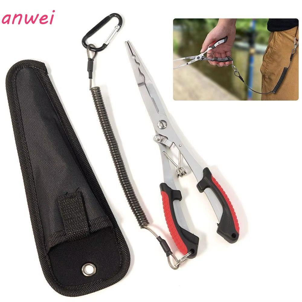 ANWEI 1 Conjunto De Alicates De Pesca , Cortador De Gancho De Aço Inoxidável Revestido De Titânio Portátil , Nariz Reto em Oferta na Shopee