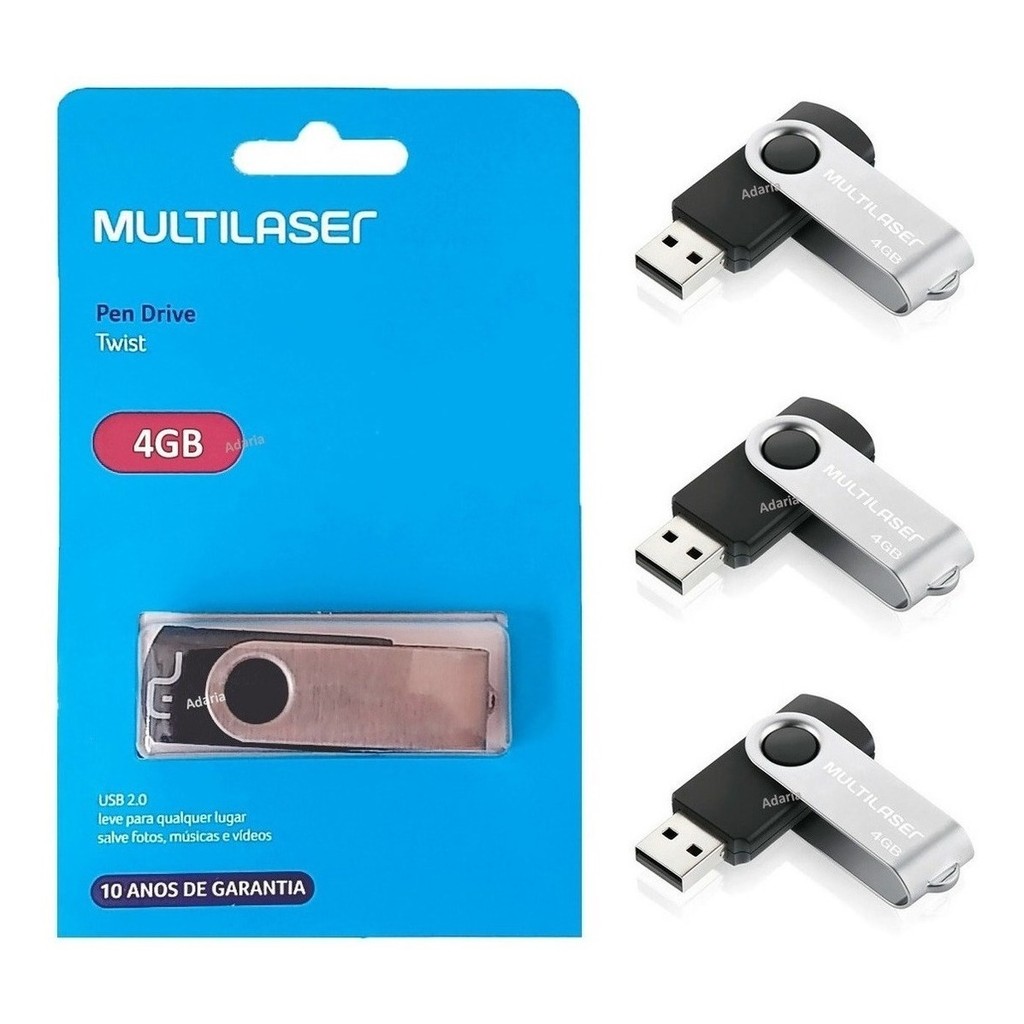 Kit 10 Pendrive 4gb Twist Multilaser Pd586 New  Preço Atacado