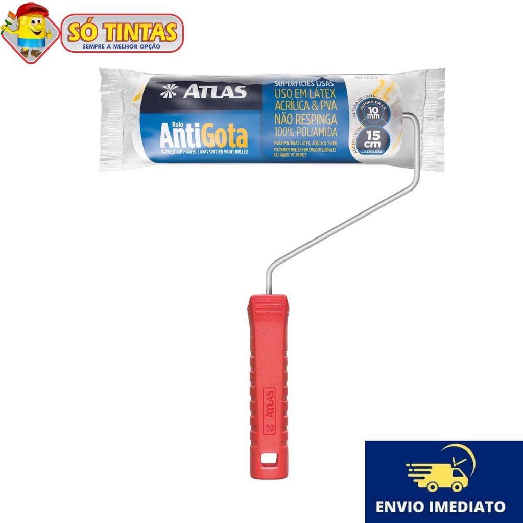 Rolo de Pintura 321 AntiGota Atlas Com Manta Poliamida 150mm em Oferta na Shopee