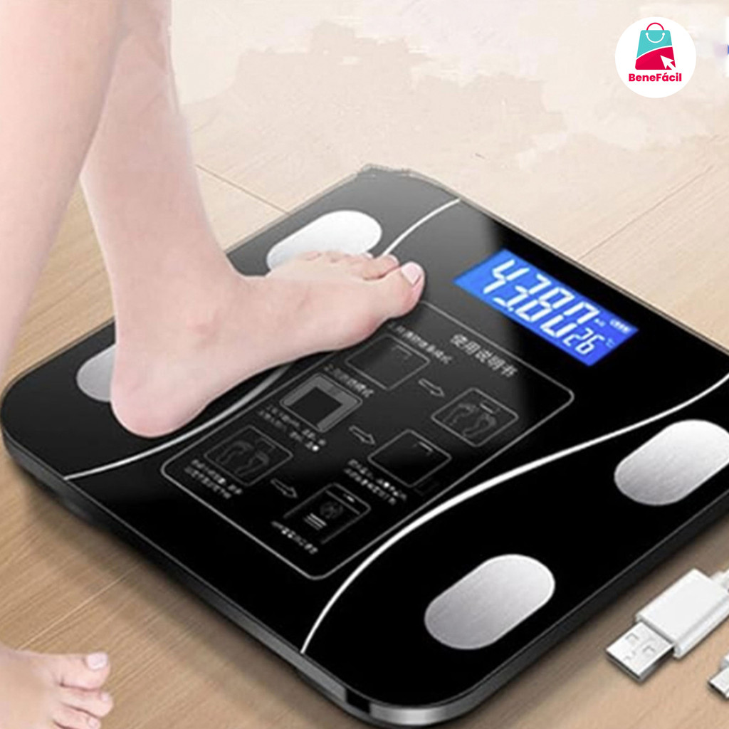 Balança Corporal Técnica com Bioimpedância e Bluetooth Pode Pesar até 180 Kg e Inclui Pilhas