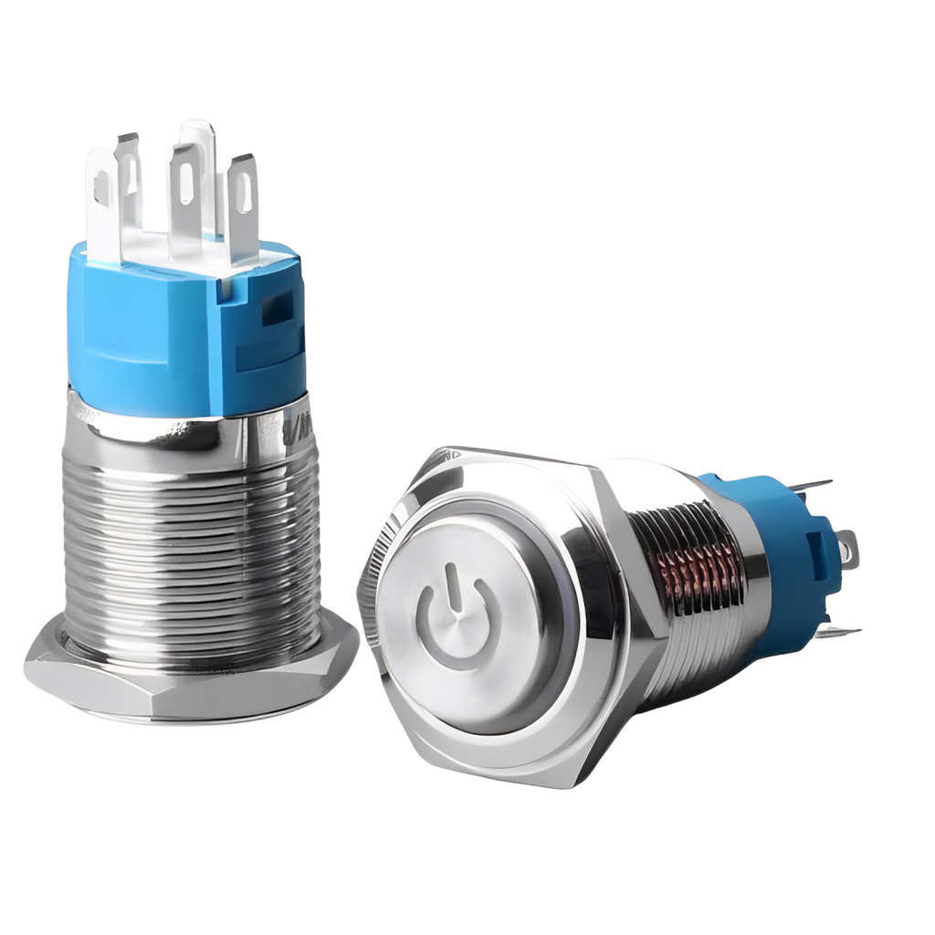 Kit 03 Peças Chave com Rabicho e Led 12v 24v 16mm com Trava Liga Desliga