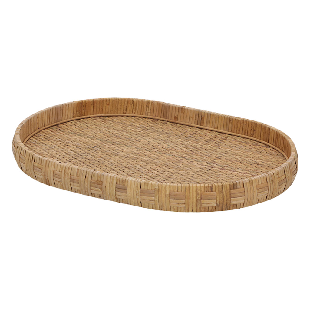 Bandeja Decorativa Para Servir E Decorar Multiuso Em Fibra Natural