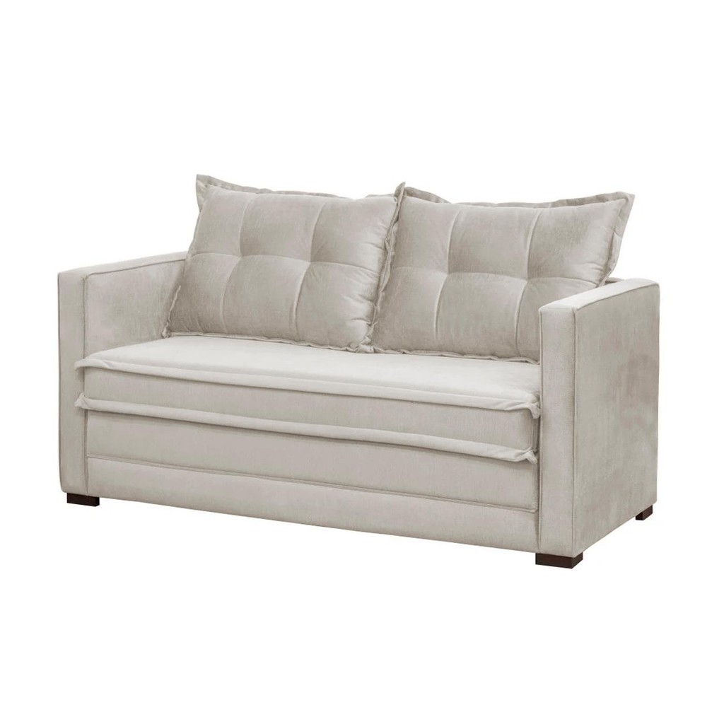 Sofá Cama Casal Articulável 2 Lugares Londres Suede Bege - D'Monegatto