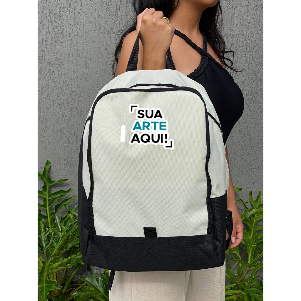 Mochila Bicolor - PERSONALIZADA - Stilo Club Academia Trabalho Escolar Faculdade Viagem Masculino Feminino
