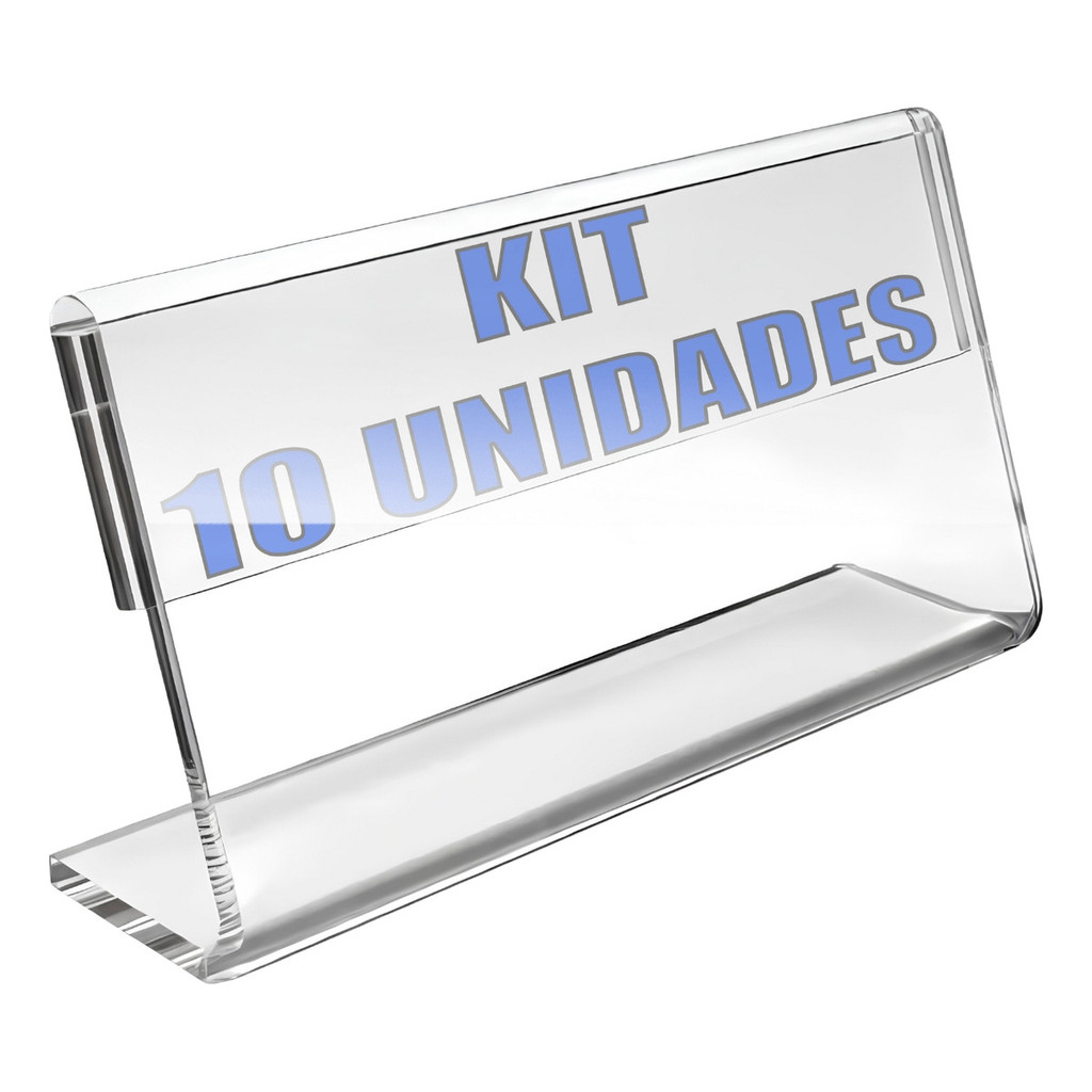 Kit 10 Porta Preço Acrílico Transparente Gondola Etiqueta Loja Mercado Mercadinho Vitrine Buffet