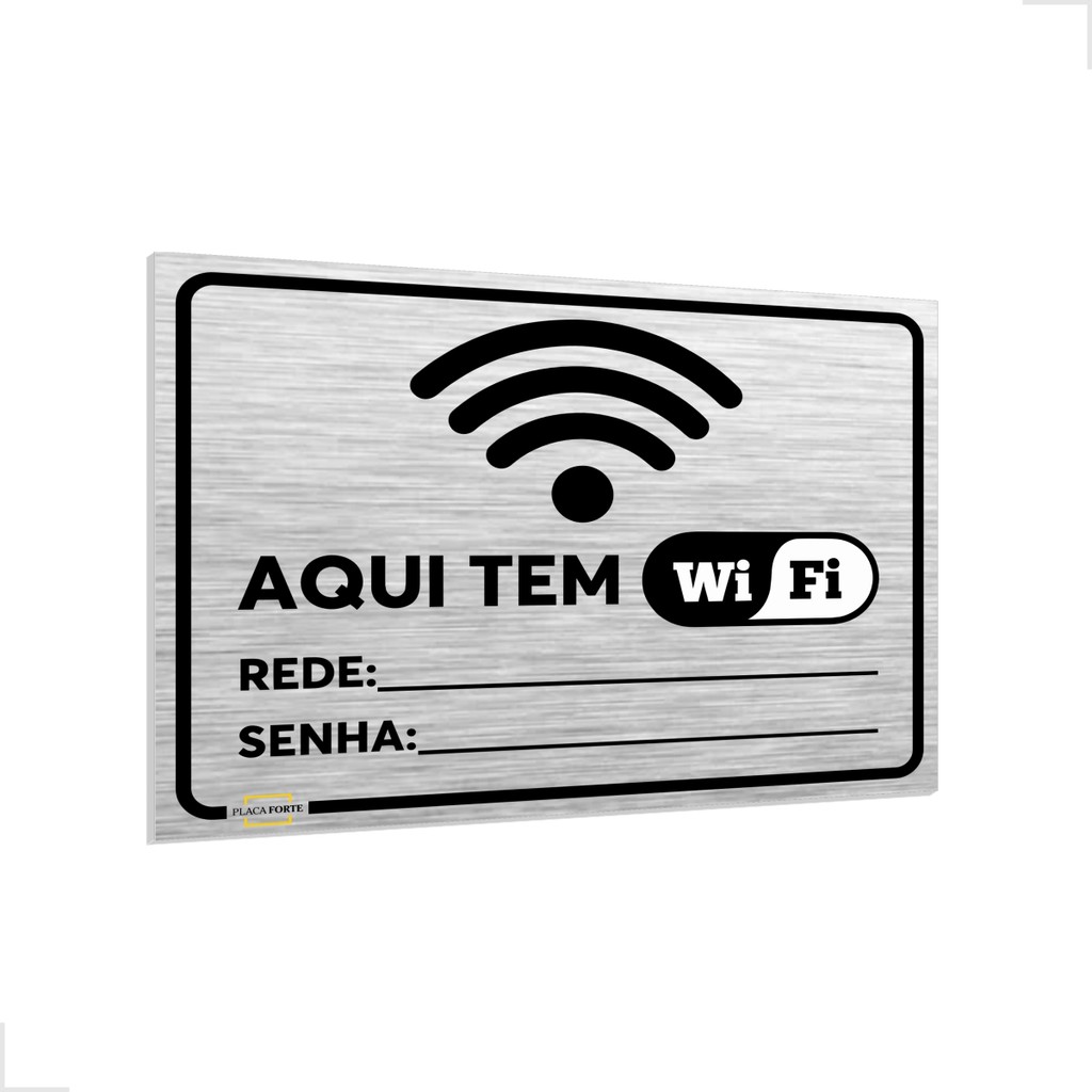 Placa Sinalização Aqui Tem Wifi Senha + Brinde Caneta Apagador Sala Recepção 20x15cm em Oferta na Shopee