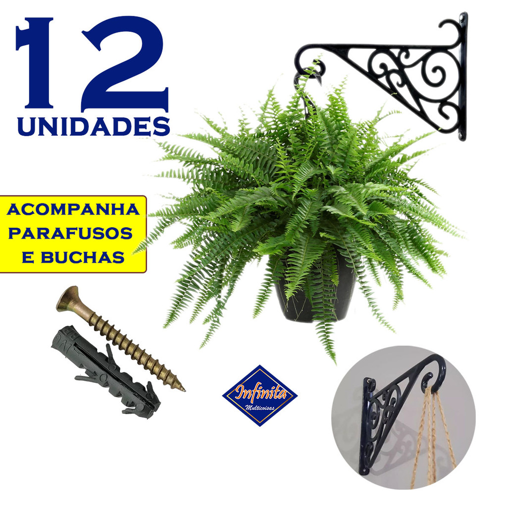 Kit 1 a 12 Suporte para vasos de plantas parede mão francesa jardim vertical em Oferta na Shopee