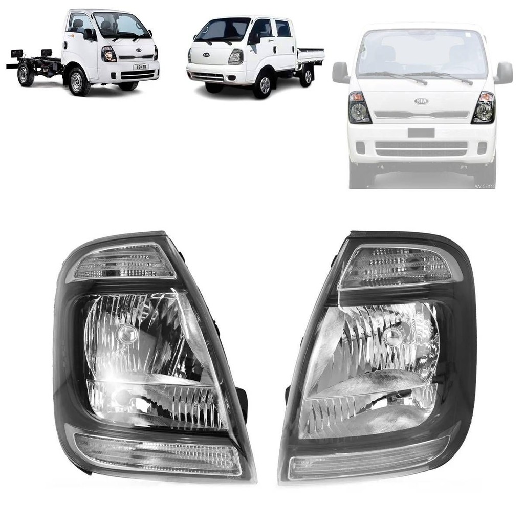 PAR FAROL MÁSCARA NEGRA KIA BONGO K2700 2004 A 2012 K2500 2004 A 2025 COMPLETO (ADAPTAÇÃO)