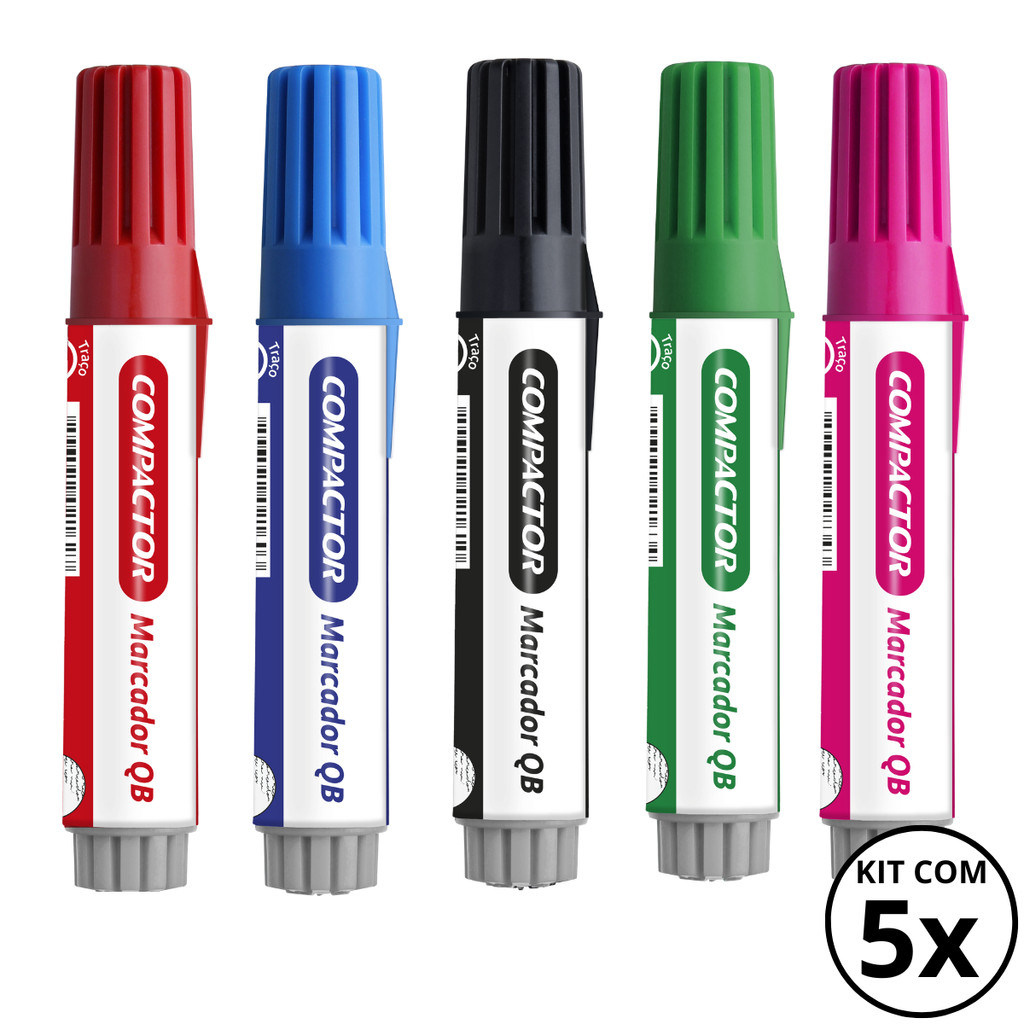 Kit com 05 Marcadores Para Quadro Branco - COMPACTOR KIT:11 em Oferta na Shopee