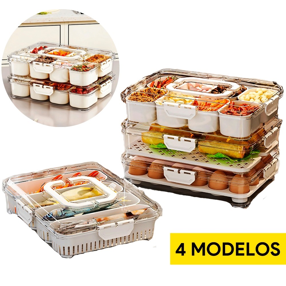 Organizador de Geladeira Multiuso Cesto Com Tampa Cozinha Alimentos Verduras e Vegetais