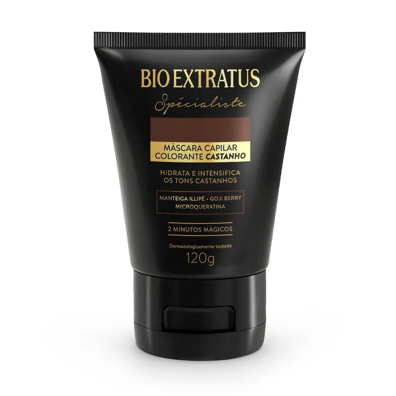 Máscara Colorante Castanho Bio Extratus Hidrata os Tons Castanhos 120g