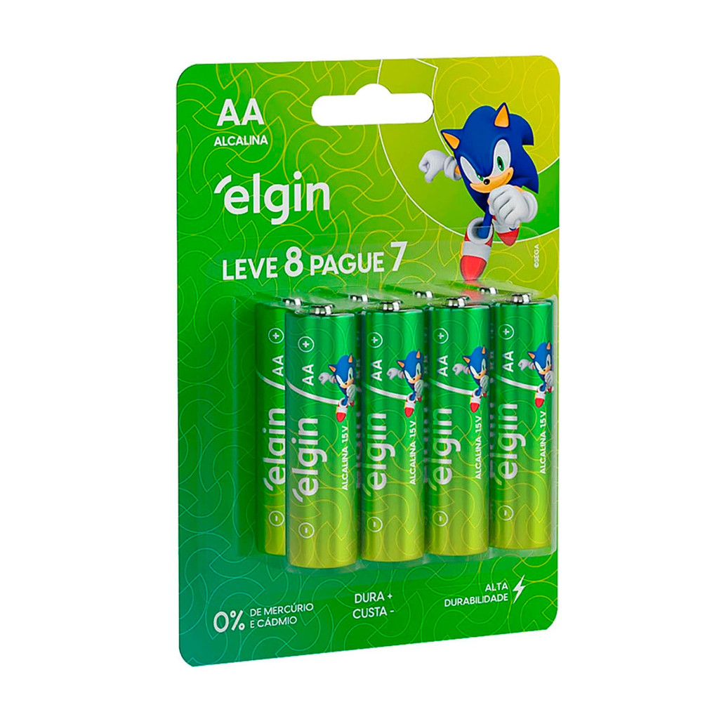 Pilha Alcalina Aa Elgin LR06 1,5v Alta durabilidade Cartela 8 Unidades Kit em Oferta na Shopee