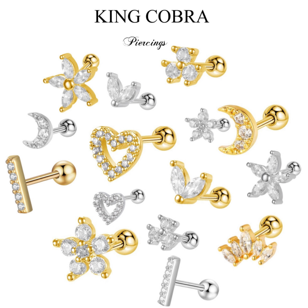 Piercing orelha Aço Cirúrgico inox tragus cartilagem zircão Zircônia / Helix, Flat, Conch, Tragus, Lóbulo KB2 -1 unidade em Oferta na Shopee