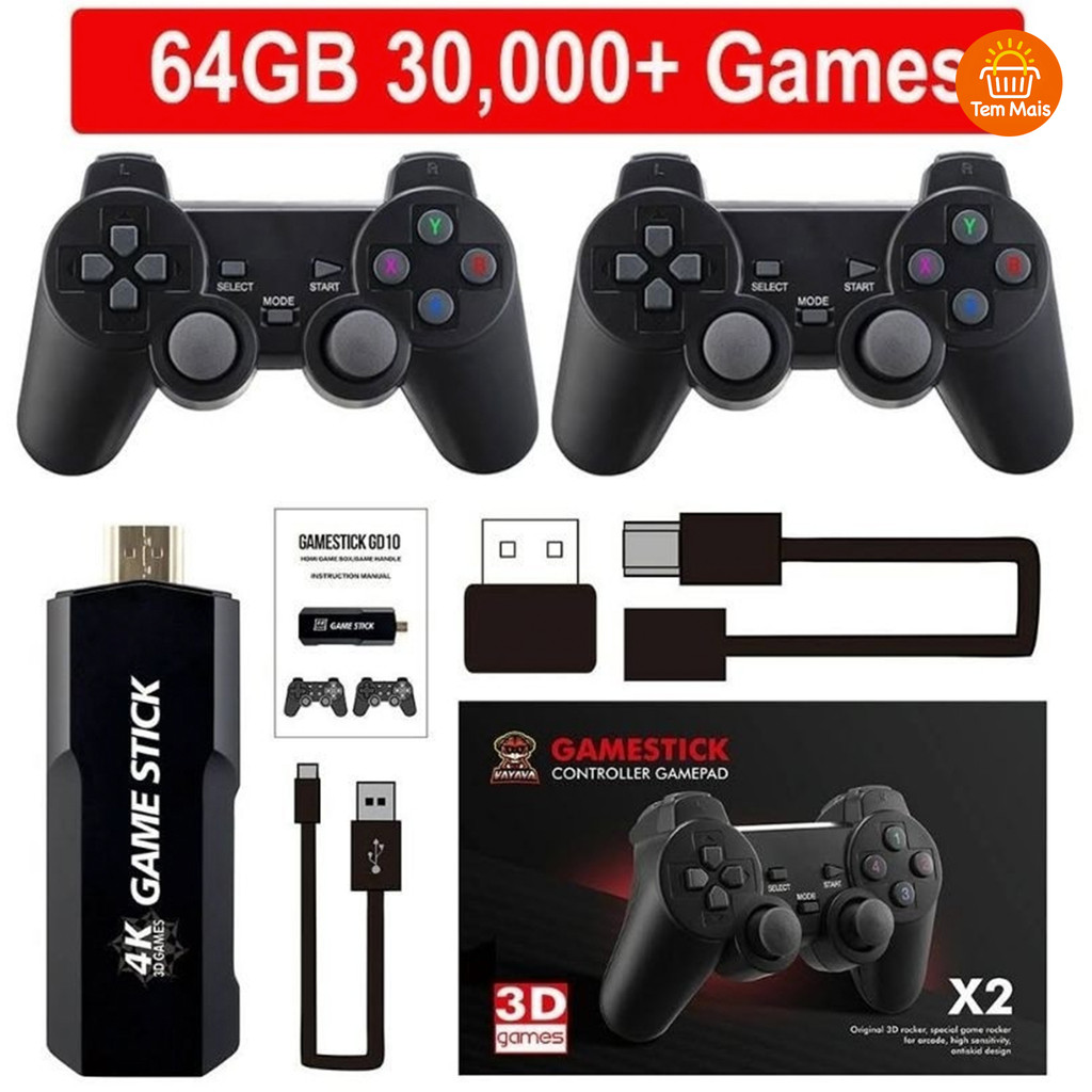 Joystick 2 - Console 4K GD10 (64GB, 37000 jogos + 2 controles) pronta entrega Jogos retrô para PSP PS1 GBA