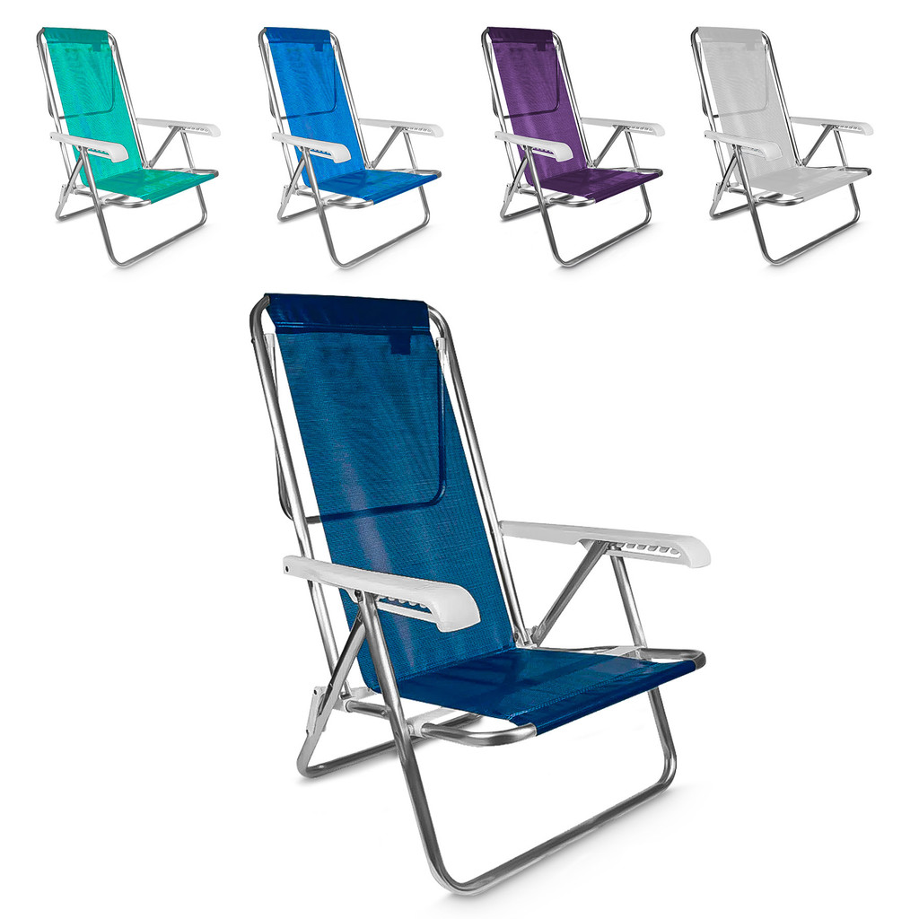 Cadeira Praia Reclinável Alumínio 8 Posições Suporta 100 Kg Várias Cores em Oferta na Shopee