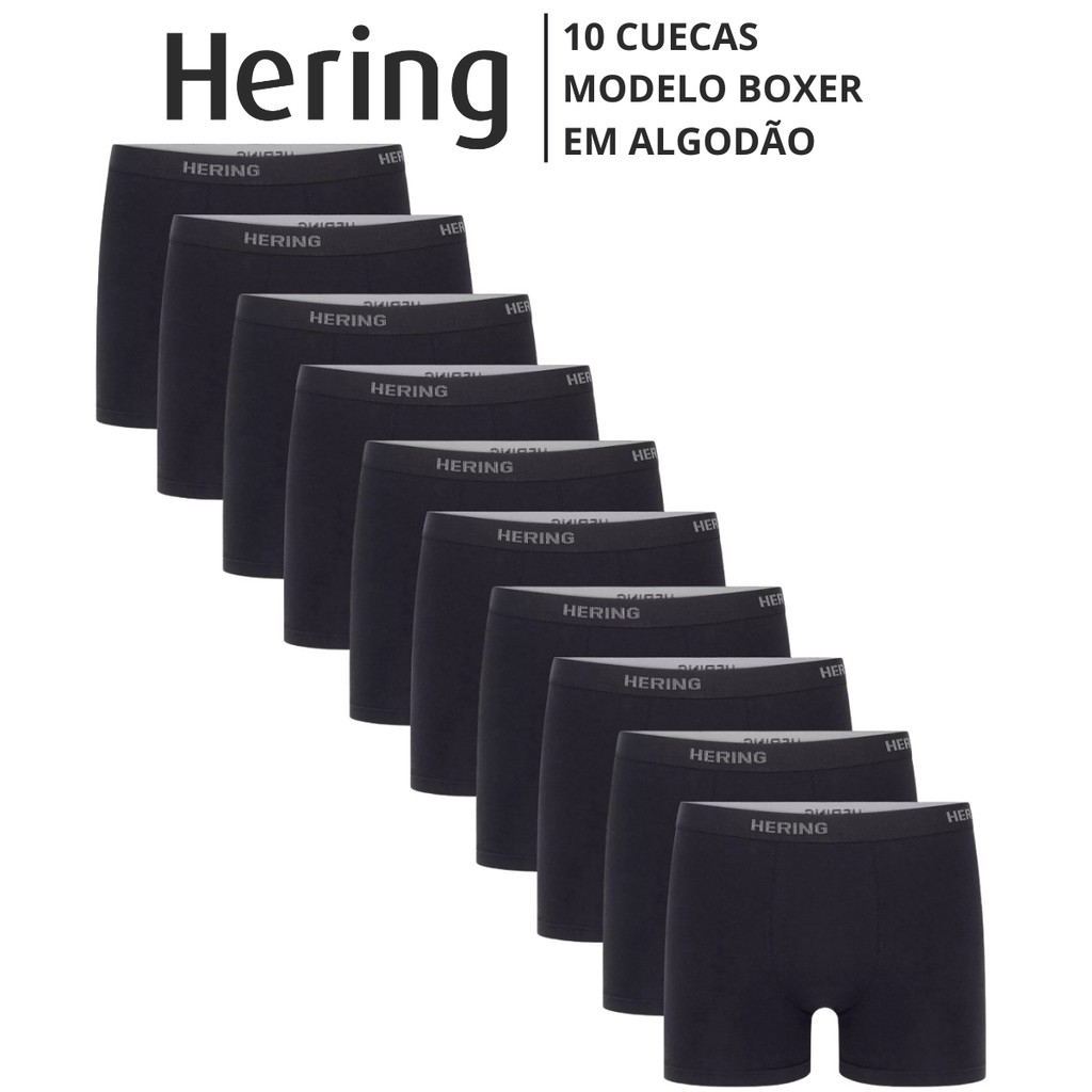 Kit 10 Cuecas Boxer Hering Em Algodão Box Adulto Original