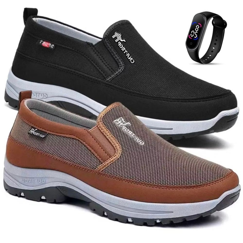 Kit 2 Pares De Tenis Sapatilha Masculino Moderno Aquatico Adventure Com Solado Costurado Resistente Macio + Relogio em Oferta na Shopee