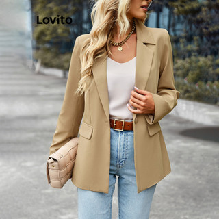 Lovito Blazer feminino casual simples com bolso falso LNL51147 em Oferta na Shopee