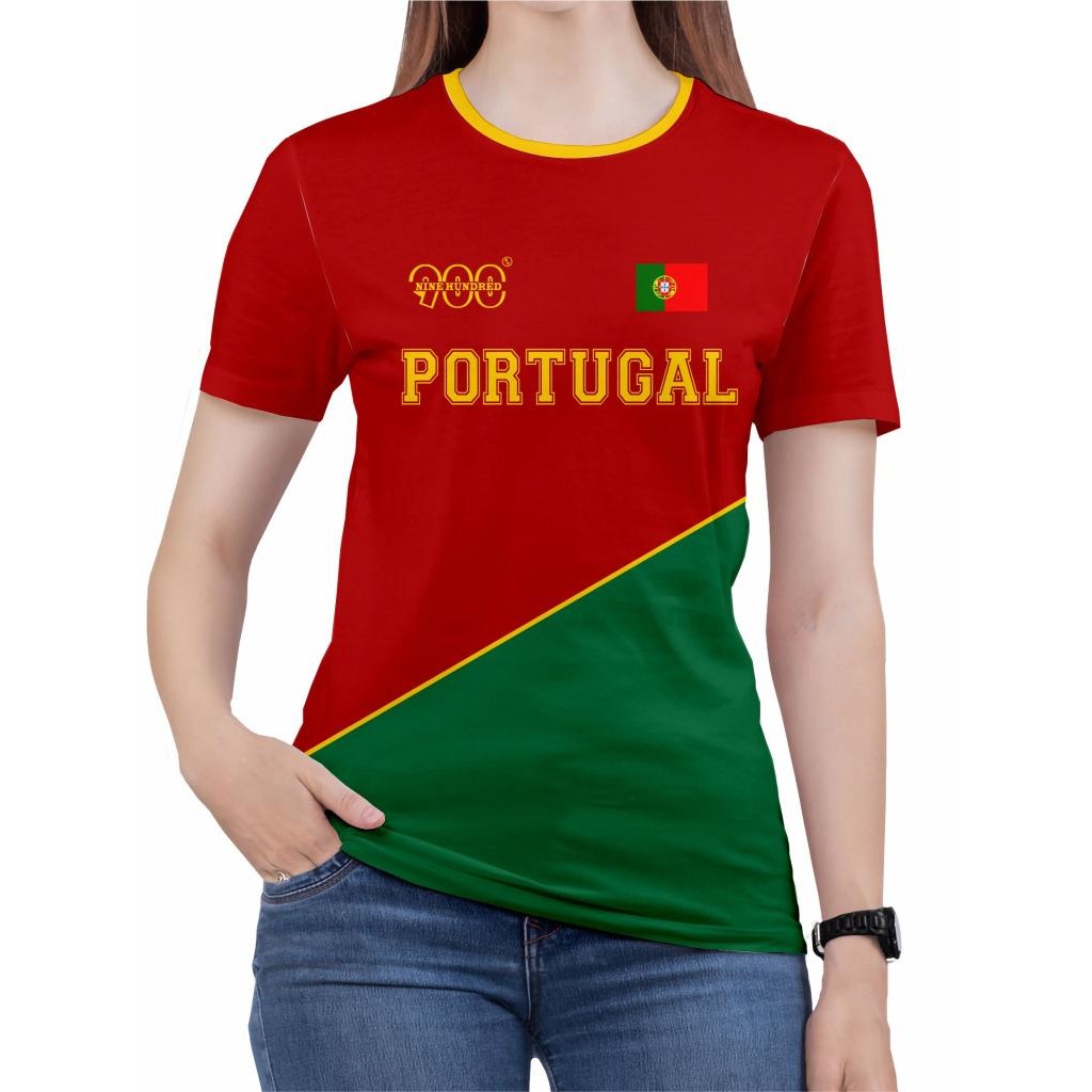 Camiseta Portugal UV50 Feminina Moda Blusa Futebol Volei