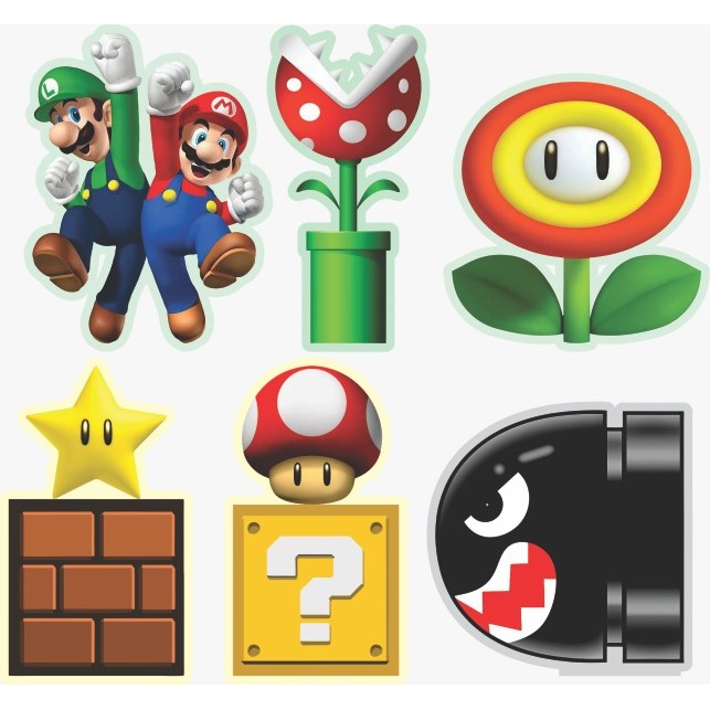 Display de Mesa Kit 6 Peças Para Festa Mario Bros (2) Novo MDF em Oferta na Shopee